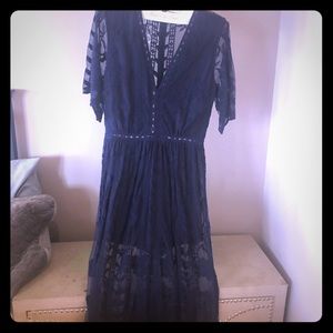 Navy blue Dress with romper shorts